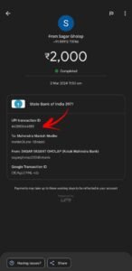 where is utr number in google pay 
