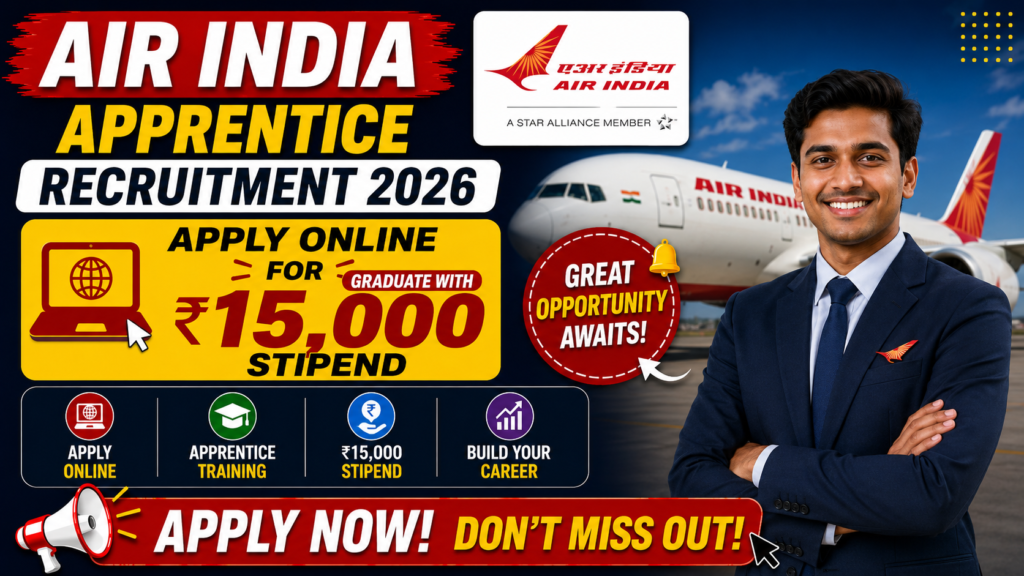 Air India Apprentice Recruitment 2026 Apply Online | Graduate Apprentice with ₹15,000 Stipend