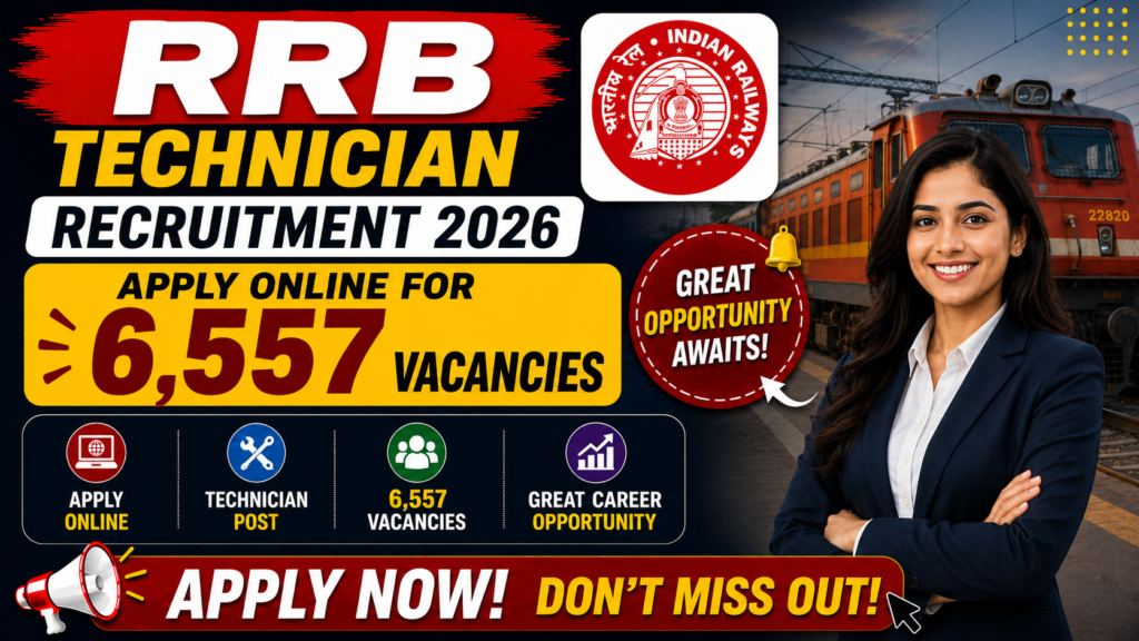 RRB Technician Recruitment 2026 Apply Online for 6,557 Vacancies | Technician Grade-I Signal & Grade-III Railway Jobs
