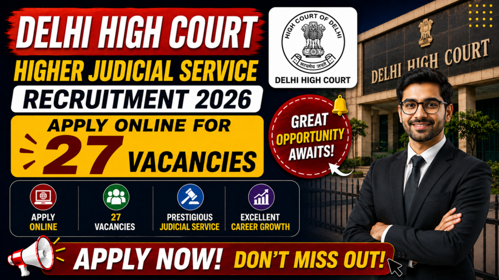 Delhi High Court Higher Judicial Service Recruitment 2026 Apply Online for 27 Vacancies