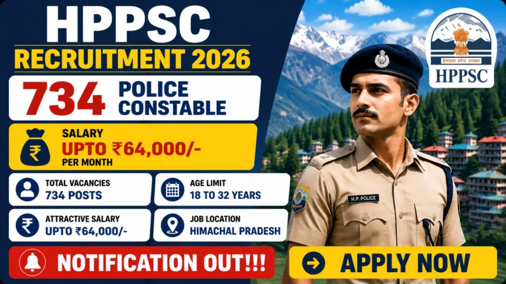 HP Police Constable Recruitment 2026 Notification Out for 734 Vacancies | Apply Online for Male & Female Constable Posts