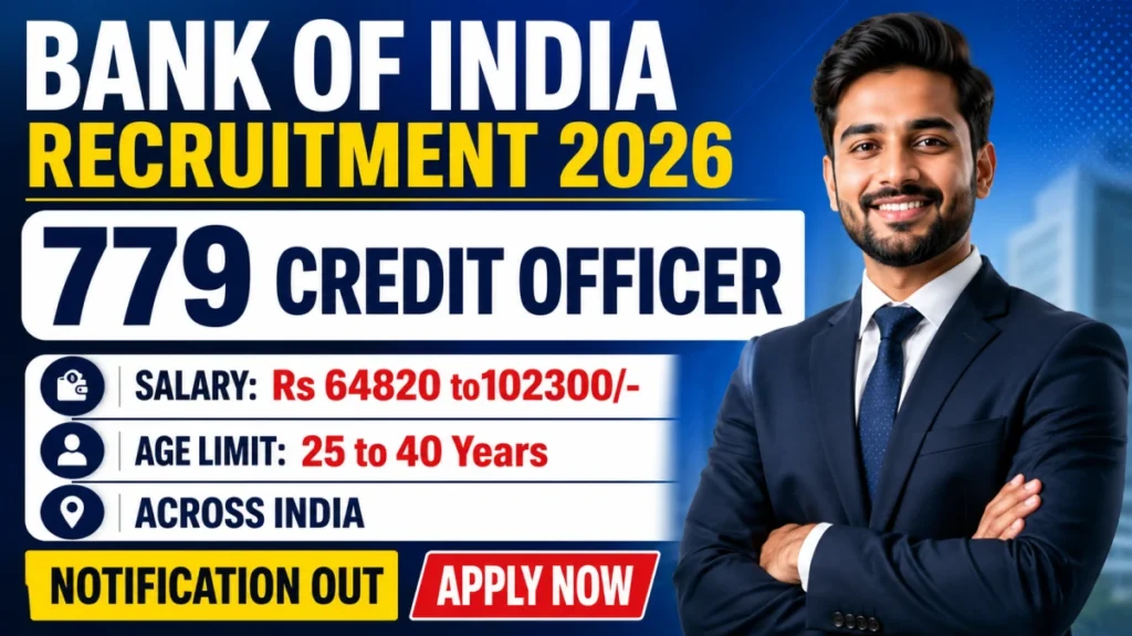Bank of India Credit Officer Recruitment 2026 Notification Out for 779 Vacancies | Apply Online for MMGS-II, MMGS-III & SMGS-IV Posts